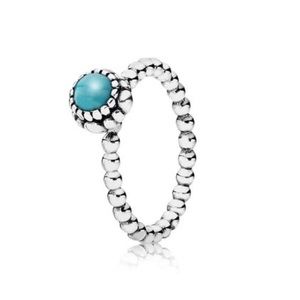 Pandora Birthday Blooms ring. December, Turquoise.
